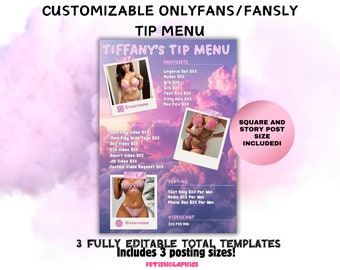 Customizable Onlyfans Tip Menu Template: Pink Social Media (Digital Download)