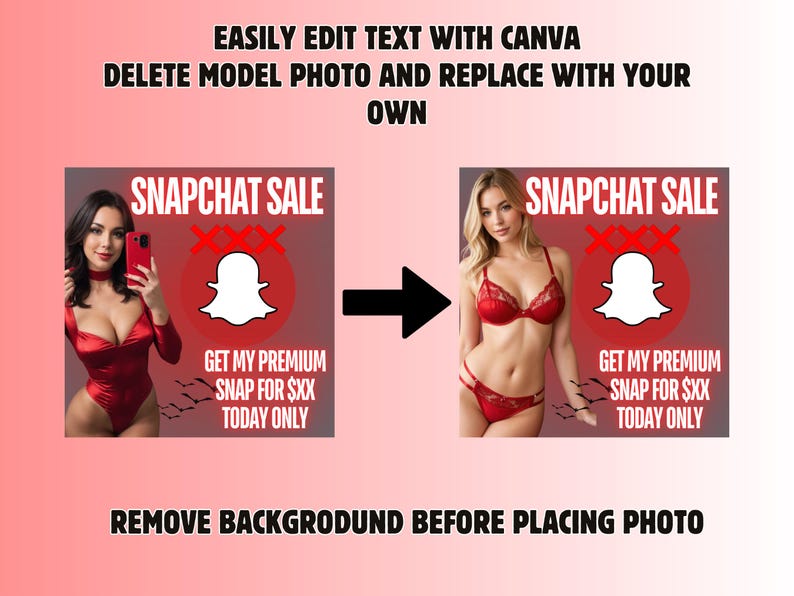 May include: A red and white Snapchat sale graphic with a white ghost icon. The text reads "Snapchat Sale" and "Get my premium snap for $XX today only".