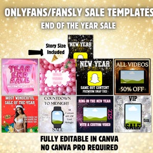 Onlyfans Editable Sale Flyers | Promo Flyers for Onlyfans Model Fansly Snapchat Onlyfans Tip Campaign Onlyfans Captions New Years Sale
