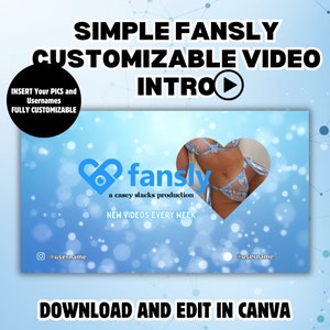 Fansly Video Intro: Social Media Promo, Canva Template (Digital Download)