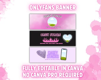 Onlyfans Banner | 3 Editable Banners for Onlyfans Models Camgirls X Banner | Canva Free Download Banner Template