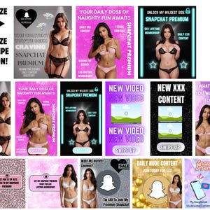 Plantillas de promoción premium de Snapchat / Camgirls de Onlyfans con modelos Fansly / Campaña de consejos sobre subtítulos de Onlyfans totalmente editable en Canva gratis Descarga instantánea imagen 2