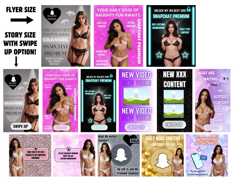 Plantillas de promoción premium de Snapchat / Camgirls de Onlyfans con modelos Fansly / Campaña de consejos sobre subtítulos de Onlyfans totalmente editable en Canva gratis Descarga instantánea imagen 2