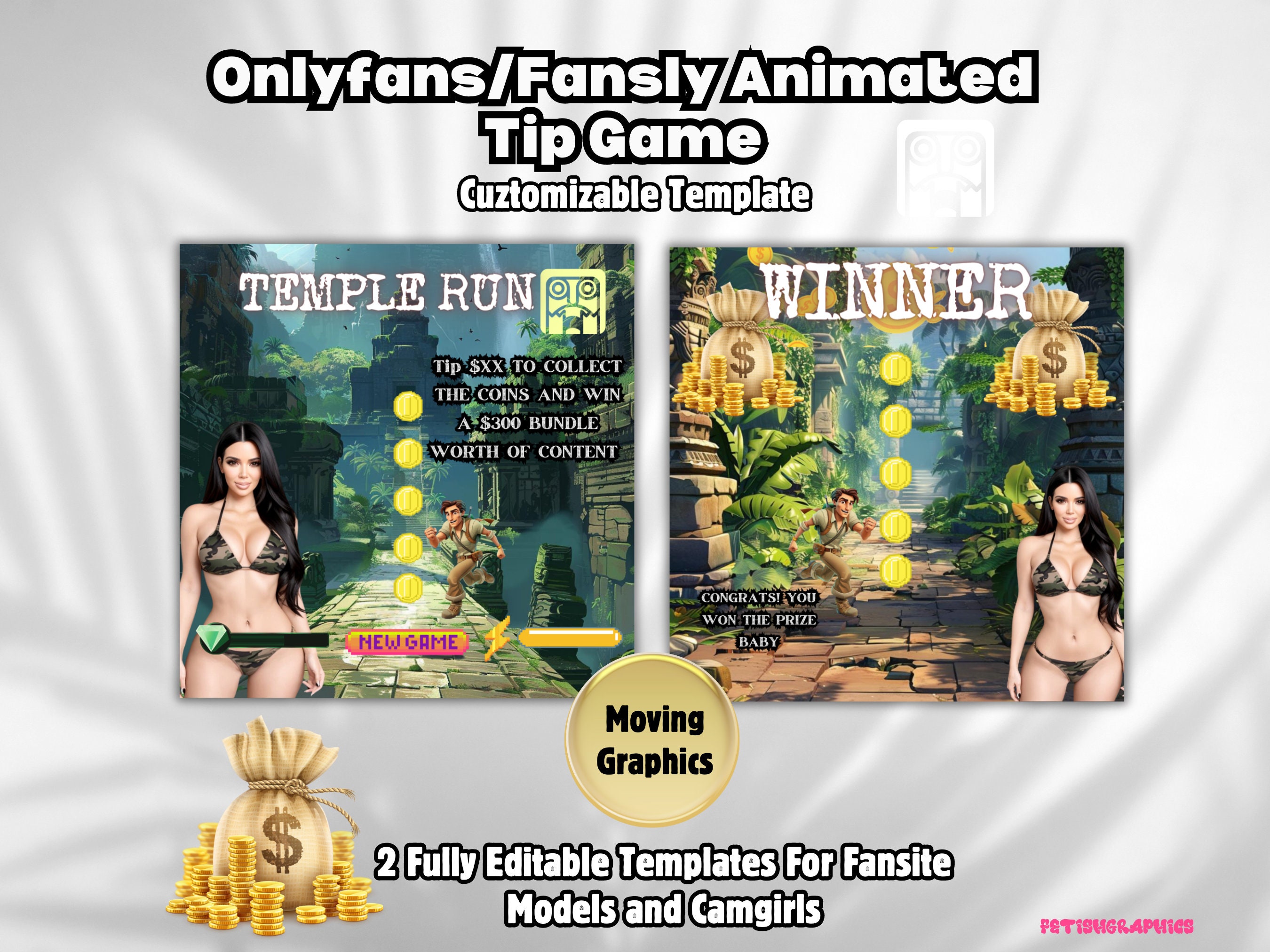 Onlyfans Game | Animated Onlyfans Promo Graphic Fully Editable Tip Game for Fansly Reddit Models Gif Template for Onlyfans Canva Download