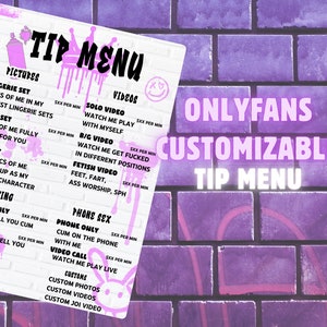 Customizable Tip Menu Template: Pink Graffiti Design (Digital Download)