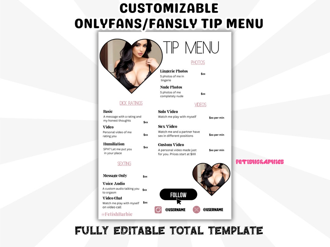 Onlyfans Tip Menu Template: Customizable Promo (instant Download) - Etsy