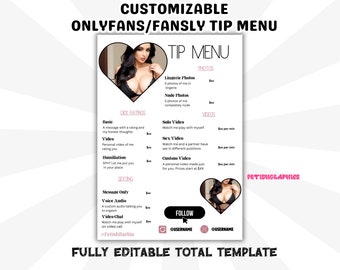 Onlyfans Tip Menü-Vorlage: Personalisierbare Promo (Instant Download)