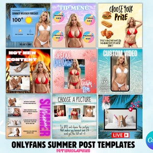 Summer Themed Onlyfans Post Templates: Model Promo Graphics (Digital Download)
