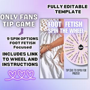 Juego Onlyfans/ Rueda de fetiche de pies/ Gráfico promocional Onlyfans/ Ideas Onlyfans/ Para camgirls, Fansly, Reddit/ Plantilla promocional Onlyfans