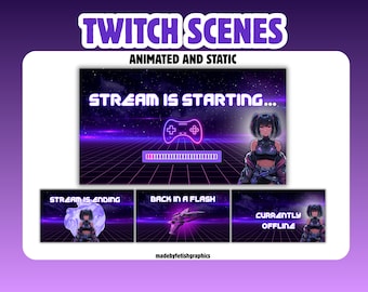 Animated Twitch Screens | Streamer Screen for OBS Streamlabs | Twitch Stream Overlay | Instant Download