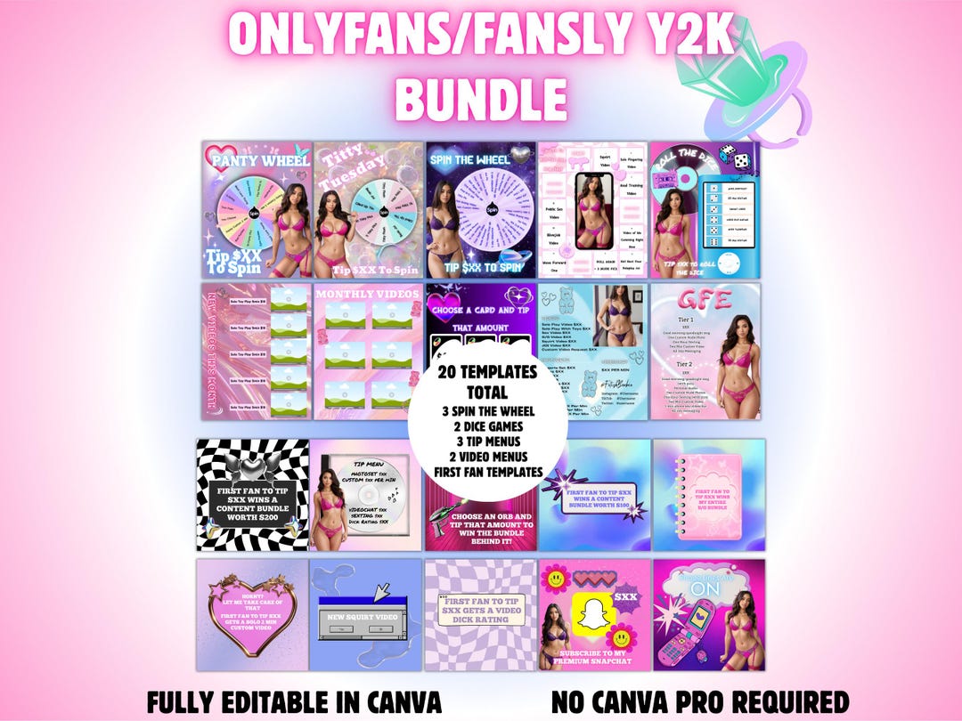 Onlyfans Y2k Promo Bundle | 20 Editable Templates for Fansly Camgirls