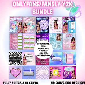 Onlyfans y2k Promo-Bundle | 20 bearbeitbare Vorlagen für Fansly Camgirls Onlyfans Model | Sofortdownload | Onlyfans Spiele Tipp-Menü