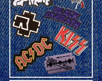 7 Rock Bands pins and embroideries | Rock style | Coat decoration | Metallic pins | Set of 7