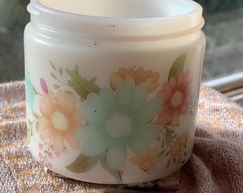 Antique Cosmetic Jar-Pastel Blooms