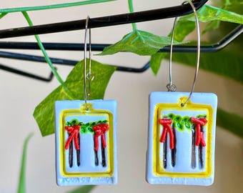 4 of Wands Tarot Earrings – Witchy Jewelry, Spiritual Gifts, Rider Waite Earrings, Occult Accessories, Pagan Wiccan Gifts