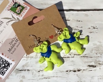 Handmade Dancing Bear Earrings – Polymer Clay Hippie Jewelry