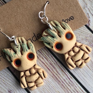 Tree Man Earrings – Handmade Clay Tree Man Dangle Earrings – Polymer clay Jewelry – Fun Inspired Gift – Cute Tree Man Earrings