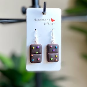 Cosmic Brownie Earrings – Handmade Polymer Clay Food Jewelry – 90s Snack Earrings – Funny Gift for Millennials – Rainbow Sprinkle Earrings