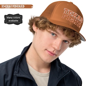 Retro Game Day Texas Football Embroidered Trucker Cap - University of Texas Longhorns cap, College Football Season cap, Tailgate Gifts
