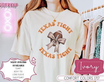 Coquette Game Day Texas Football Tee - Longsleeve Shirt, UT Sweatshirt, College Football Season Apparel, Tailgate Gift