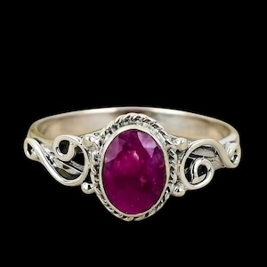 Handmade Raw Ruby Ring: Silver Birthstone Jewelry