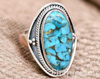 Detailed Monument Valley Native American Navajo Turquoise Agate Sterling Silver Ring Detailed Monument Valley Native American Navajo Turquoise Agate Sterling Silver Ring