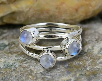 925 Sterling Silver Moonstone  Handmade Crystal Ring Women Jewellery Natural Gemstone Anniversary Perfect Gift For Her Custom Size