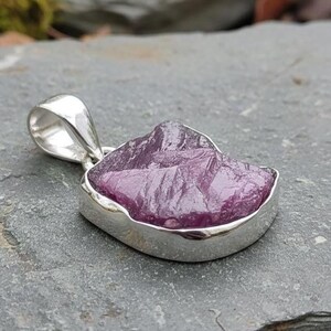 Raw Ruby Silver Pendant/Handmade Ruby Gemstone Necklace/Boho Statement Jewellery/Gift for Her