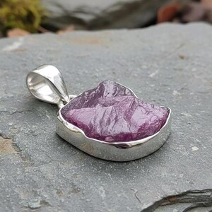 Raw Ruby Silver Pendant/Handmade Ruby Gemstone Necklace/Boho Statement Jewellery/Gift for Her