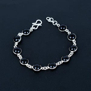 Black Onyx Bracelet Handmade Bracelet Black Onyx Charming Gemstone, 925 Sterling Silver Bracelet, Gift For Her Wedding Anniversary, Onyx