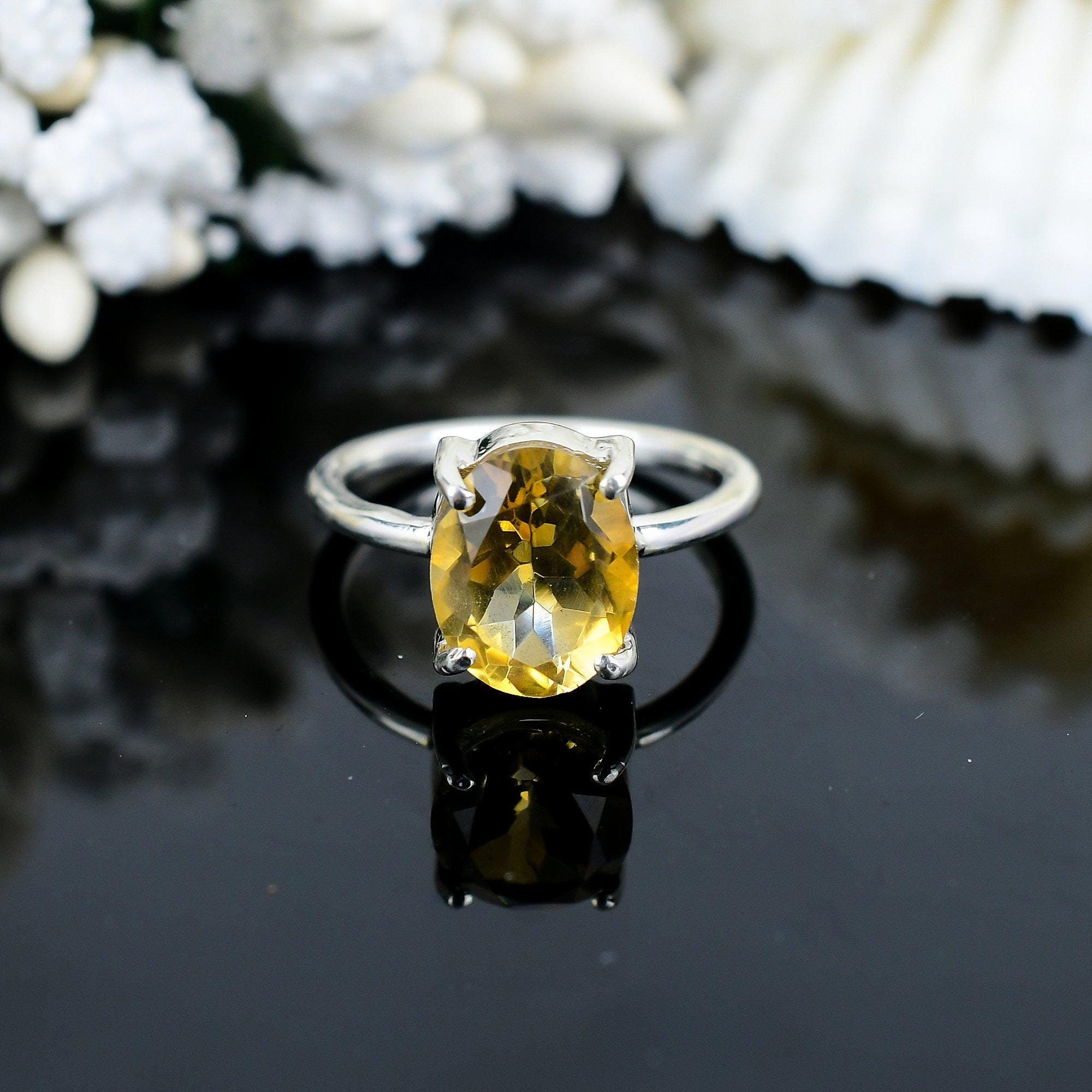 Handmade Oval Citrine Ring: 925 Silver November Birthstone - Etsy
