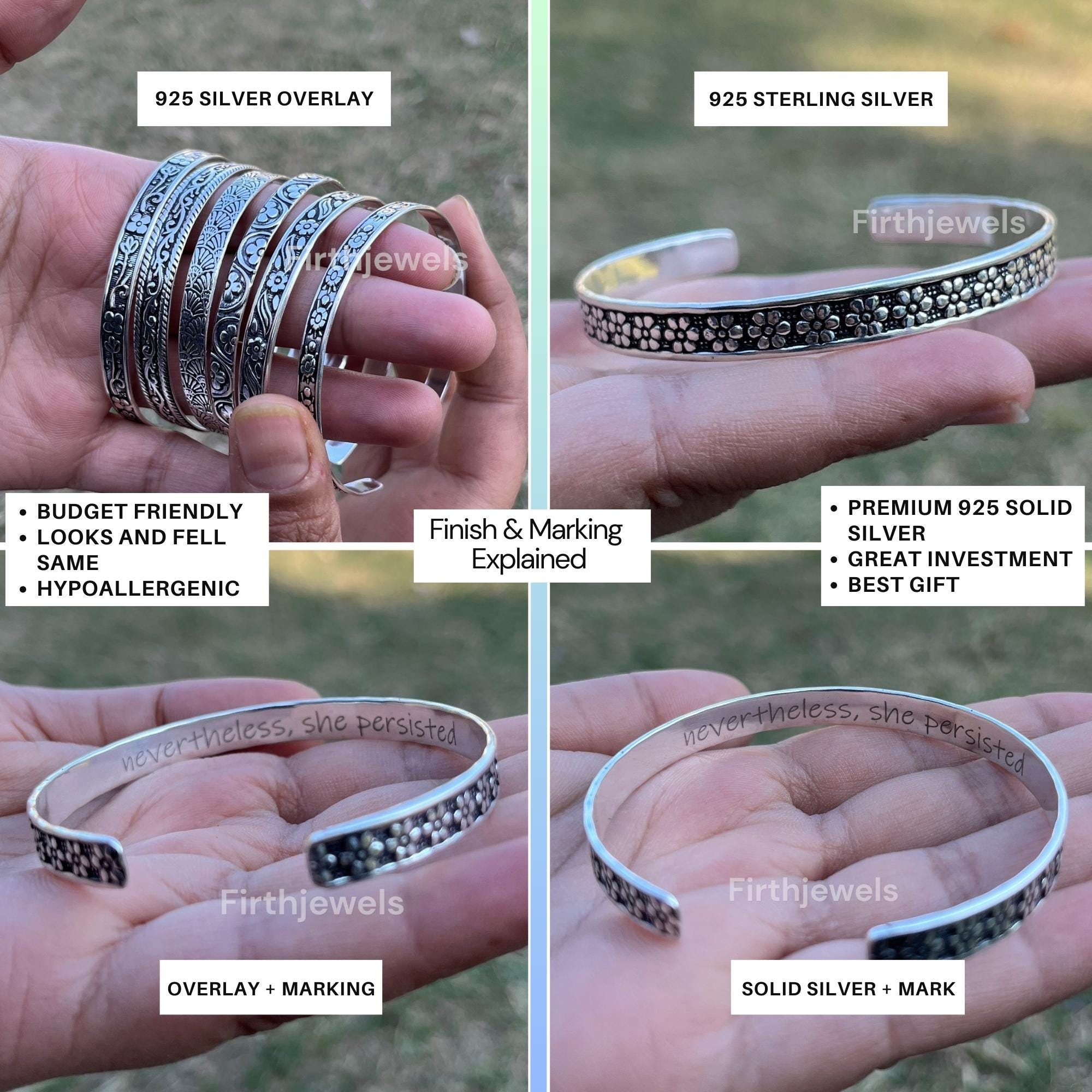 Handmade Silver Floral Bangle: Adjustable Boho Arm Cuff - Etsy
