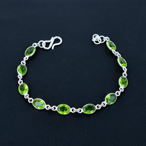 Peridot Bracelet Handmade Bracelet Green Peridot Charming Gemstone, 925 Sterling Silver Bracelet, Gift For Her Wedding Anniversary, Peridot