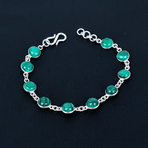 Grün Malachit Armband Handgemachtes Armband Malachit Charming Edelstein, 925 Sterling Silber Edelstein Armband, Geschenk für sie