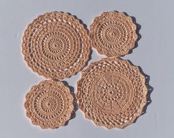 Set of 4 Peach doilies