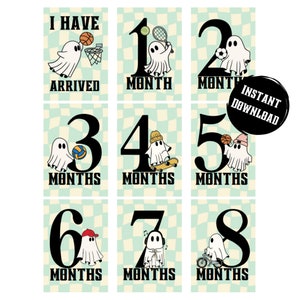 Baby Boy Milestone Cards Ghost Theme *INSTANT DIGITAL DOWNLOAD*