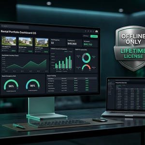 Landlord OS Rental Portfolio Dashboard | Offline Property Management Software | Tenant Tracker & Income Ledger