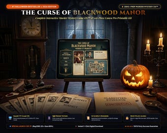Kit de juego de misterio y asesinato para Halloween / Fiesta de misterio imprimible de los años 20 / El anfitrión puede participar / Sistema operativo de juego digital interactivo