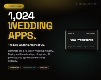 Elite Wedding Architect OS / 1024 plantillas de aplicaciones, sugerencias de IA (descarga instantánea)