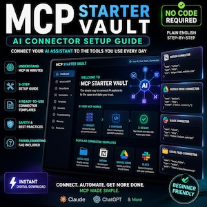 MCP Starter Vault AI Connector Setup Guide | Notion, Slack, Drive Templates (Digital Download)
