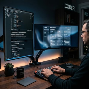 Developer Multi-Monitor Coding Workstation