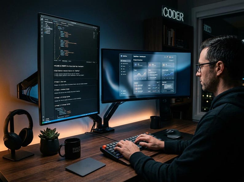 Developer Multi-Monitor Coding Workstation