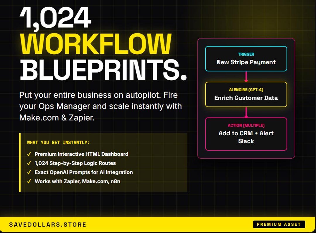 Automaton Bluebrints 1,024 Automation Blueprints | Make.com, Zapier, N8n Workflows | AI ...