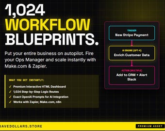 1,024 Automation Blueprints | Make.com, Zapier, n8n Workflows | AI Business Automation