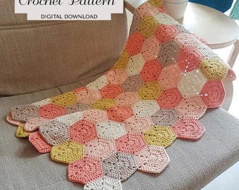 Motif Blanket CROCHET PATTERN, Granny Square Blanket, Baby Blanket