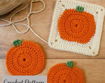 Pumpkin Granny Square CROCHET PATTERN, Pumpkin Granny Blankets and Granny Square Bag, Autumn Decoration