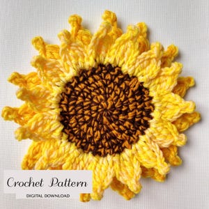 MOTIF AU CROCHET Tournesol, Motif tournesol facile, Tournesol au crochet