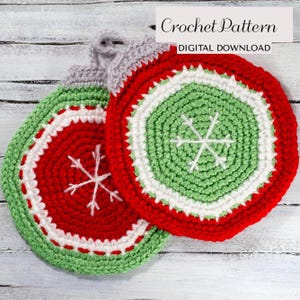 Potholder Christmas Ornament Crochet PATTERN, Christmas Kitchen Decor, Crochet Potholder Pattern