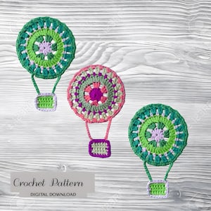 Hot Air Balloon Garland Crochet PATTERN, Handmade Nursery Decorations, Hot Air Balloon, Spring Crochet Decor
