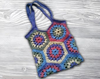 Crochet Market Bag Pattern: Motif Grocery Bag (Digital Download)